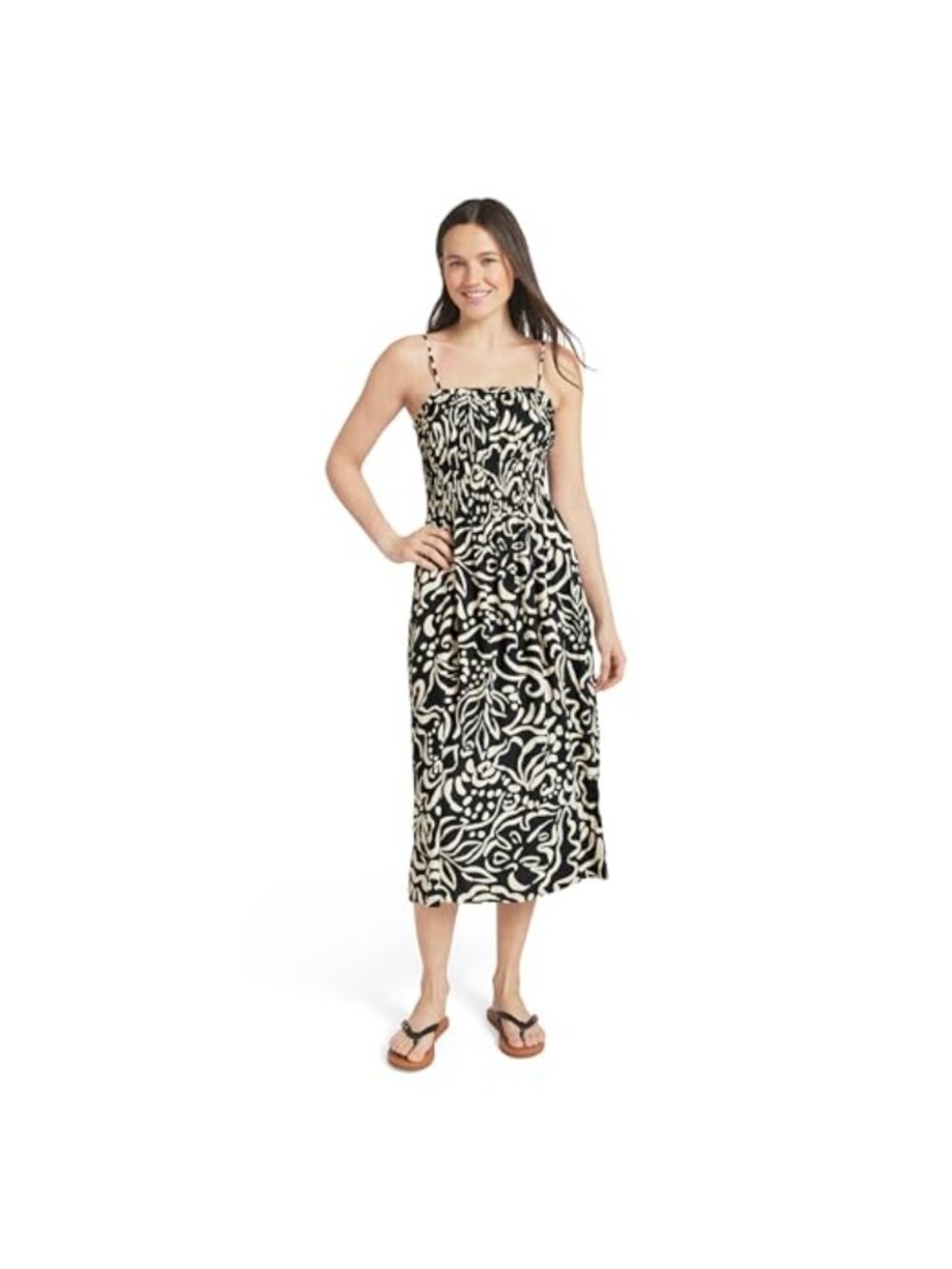 Women's Smocked Waist Maxi Dress Sleeveless Rayon Adjustable Straps